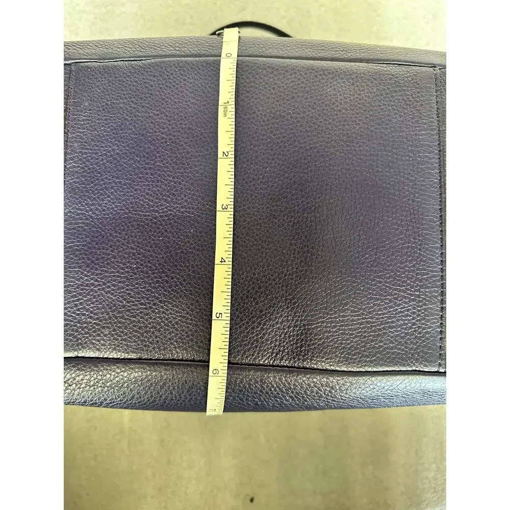Coach Park Carrie Tote F23284 Denim Blue Pebbled Leather Silver Hardware
